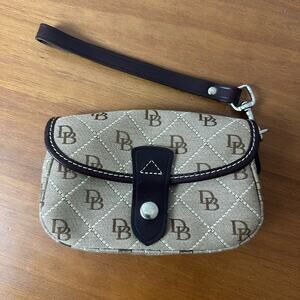 Dooney & Bourke signature monogram canvas flap wristlet wallet